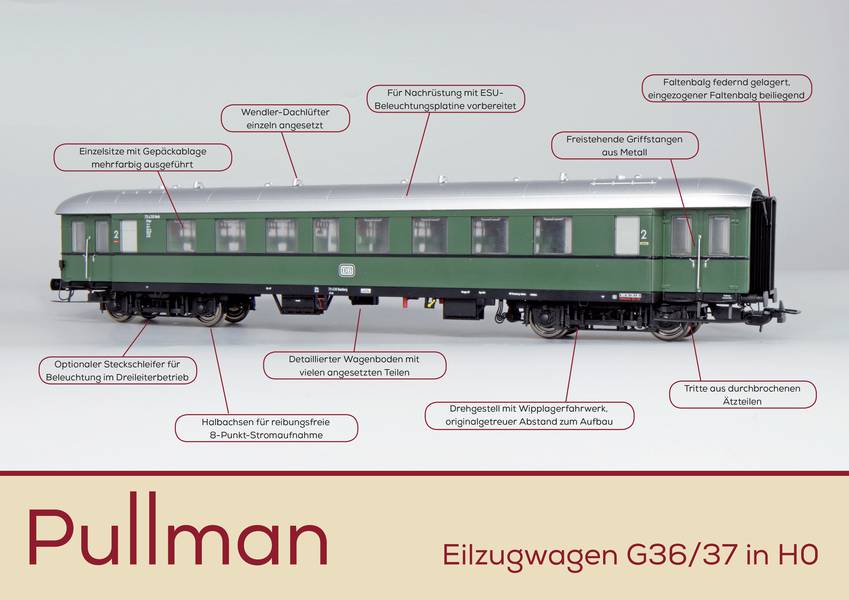 ESU//Pullmann 36154 Eilzugwagen G36 Gesellschaftswagen WGye831 H0 NEU /& OVP